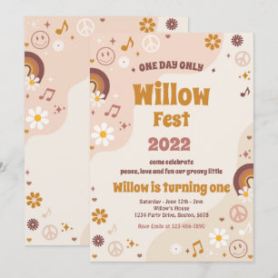 Convite Festa de aniversário FloralFest Hippie do Festiva