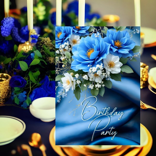 Convite Festa de Aniversário Flores de Seda Azul bebê resp (Criador carregado)