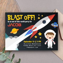 Convite Festa de Aniversário Foguete Espacial para Meninos
