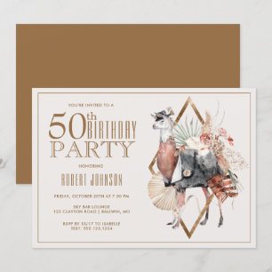 Convite Festa de aniversário Formal Llama 50ª