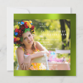 Convite Festa de aniversário Foto Cali Metal Verde