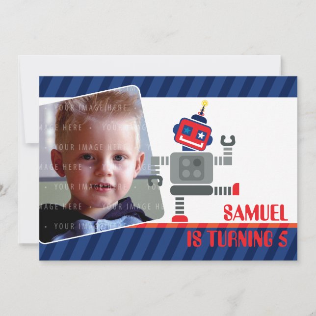 Convite FESTA DE ANIVERSÁRIO FOTOGRAFADA: robô dançando 3L (Frente)