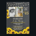 Convite Festa de aniversário Fotográfica Chalk Sunflower 2<br><div class="desc">Convite de fotografia floral,  Adicione a sua fotografia a este convite de giz de estilo vintage. Adicione qualquer idade. impressão incluído.</div>