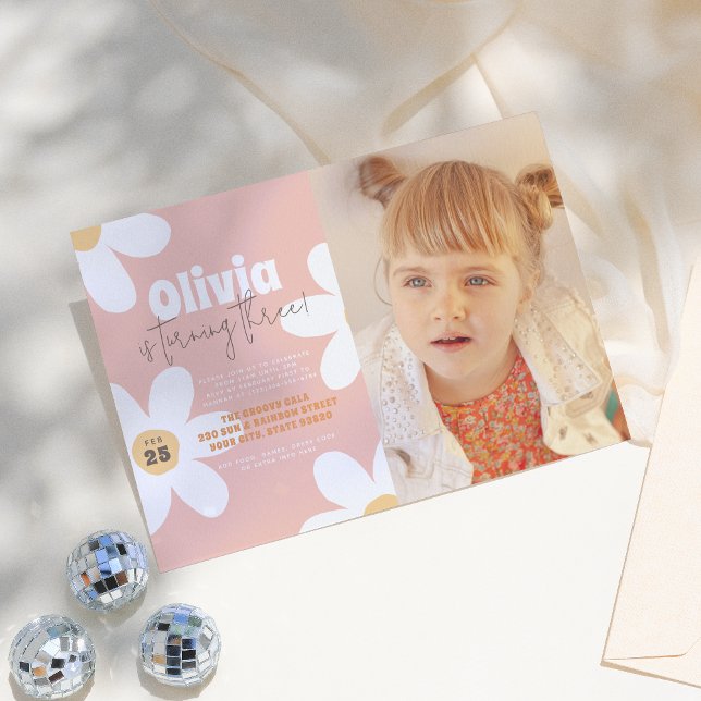 Convite Festa de aniversário Fotográfica da Retro Daisy Bo (Criador carregado)