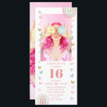 Convite Festa de aniversário Fotográfica moderna do Rainbo<br><div class="desc">Os Convites de aniversário de fotos modernas do Rainbow Sweet 16 cor-de-rosa apresentam um convite de festas 16 único e fino. Perfeito em convidar família e amigos para sua celebração. Baixe e envie para seus convidados ou mande-os para enviar e-mails ou ambos. Um texto bonito, moderno e moderno, de cor...</div>