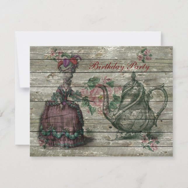 Convite festa de aniversário francesa de Antoinette do (Frente)