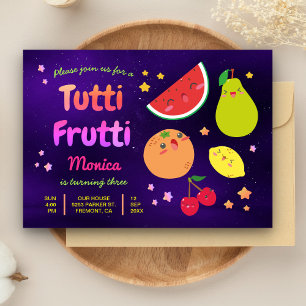 Convite Festa de Aniversário Frutas Kawaii Fofas Tutti Fru