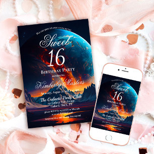 Convite Festa de Aniversário Galaxy Sweet Sixteen