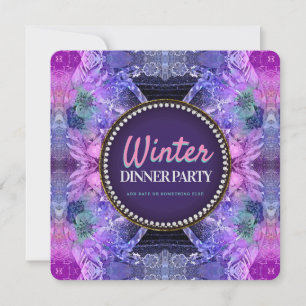 Convite Festa de Aniversário Geo Frills Roxo Rosa