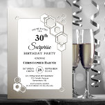 Convite Festa de aniversário Geométrica 30 de Surpresa<br><div class="desc">Organize e convide seus amigos e entes queridos para sua aniversário de 30 anos surpresa com este convite de aniversário hexagonal de prata na moda.</div>