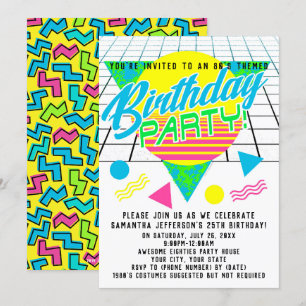 Convite Festa de aniversário geométrica colorida dos ano