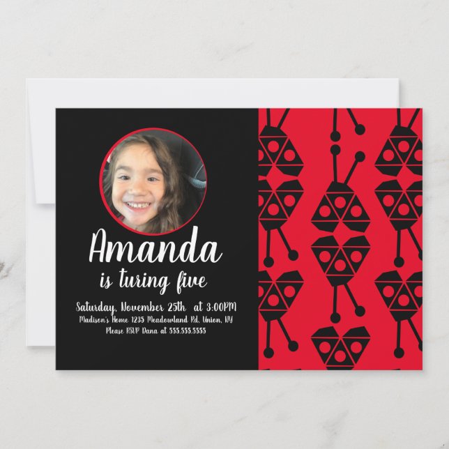 Convite Festa de aniversário Geométrica do Inseto do Inset (Frente)