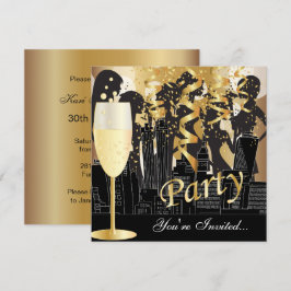 Convite Festa de Aniversário Girls Night Out | Dourado Met