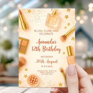 Convite Festa de Aniversário Glam Blush e Glow