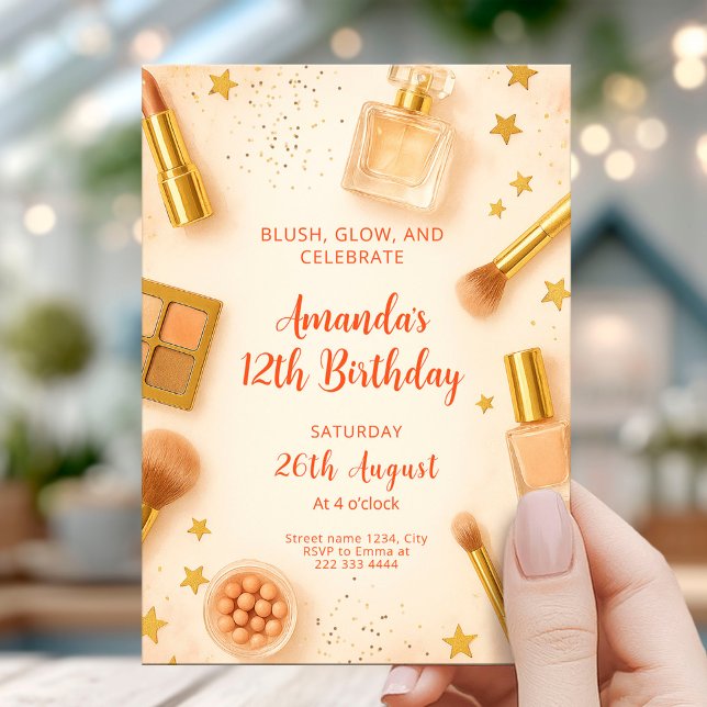 Convite Festa de Aniversário Glam Blush e Glow (Criador carregado)