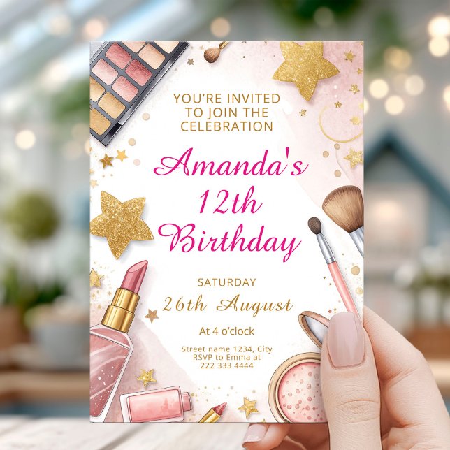Convite Festa de Aniversário Glam Blush Pink Spa (Criador carregado)