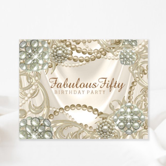 Convite Festa de aniversário Glam Pearl (You can change the text as needed for your event on this elegant any occasion invitation.)