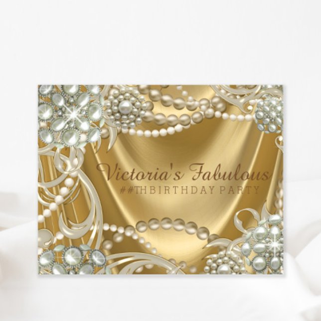 Convite Festa de aniversário Glam Pearl de Hollywood (You can change all of the text for your event on this elegant any occasion invitation.)