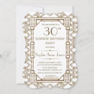 Convite Festa de Aniversário Glam White Gold Great Gatsby