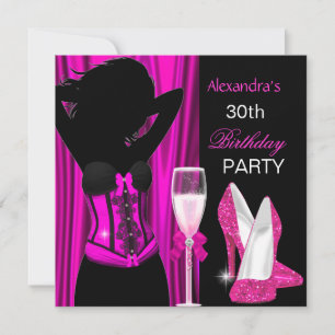 Convite Festa de Aniversário Glamourosa com Champanhe Rosa