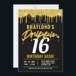 Convite Festa de Aniversário Gotejante<br><div class="desc">Este Convite de Festa de Aniversário Gotejante é perfeito para qualquer idade! Esta é uma opção popular para uma celebração de Swag 16.</div>