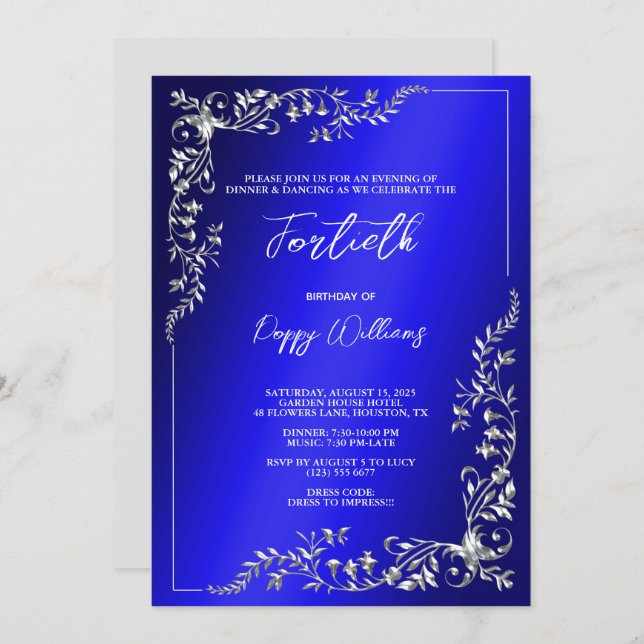 Convite Festa de aniversário Graciosa de decoração de Na m (Frente/Verso)