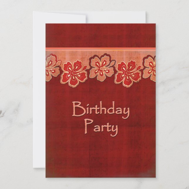 Convite Festa de aniversário havaiana do hibiscus (Frente)