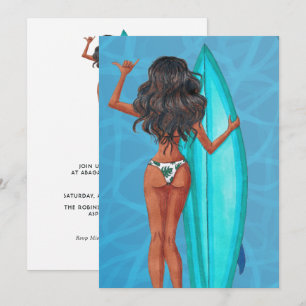 Convite Festa de aniversário I de férias de praia em Surf 