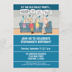 Convite Festa de aniversário idosa engraçada dos povos