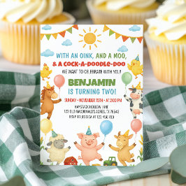 Convite Festa de Aniversário Infantil Animais da Fazenda F