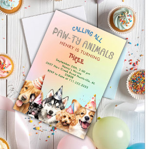 Convite Festa de Aniversário Infantil Cachorrinho Fofinho