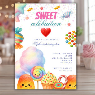 Convite Festa de Aniversário Infantil Celebração Doce Cand