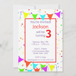 Convite Festa de aniversário infantil colorida