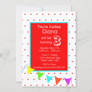 Convite Festa de aniversário infantil colorida