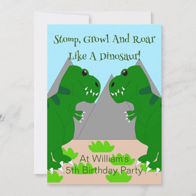 Convite Festa de Aniversário Infantil com Desenho de Dinos (Frente)