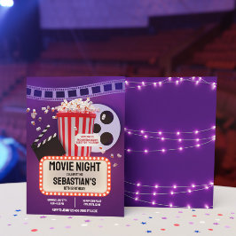 Convite Festa de Aniversário Infantil com Noite de Cinema