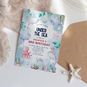 Convite Festa de Aniversário Infantil Cute Kids Watercolor