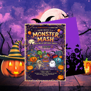 Convite Festa de Aniversário Infantil de Halloween Mash de