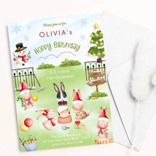 Convite Festa de aniversário infantil de inverno do Coelho (Criador carregado)
