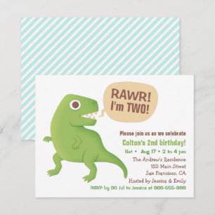 Convite Festa de Aniversário Infantil Dinossauro T Rex Ver