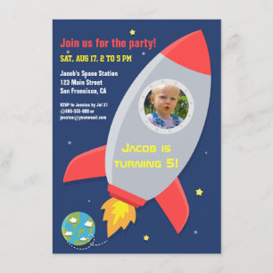 Convite Festa de Aniversário Infantil Espacial Colorida co