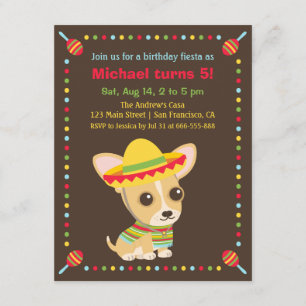 Convite Festa de Aniversário Infantil Mexicana com Chihuah