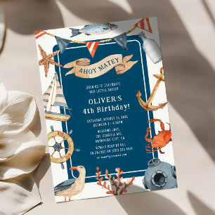 Convite Festa de Aniversário Infantil Náutica em Aquarela