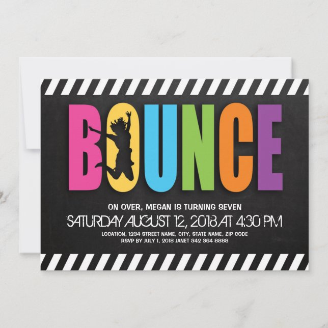 Convite Festa de Aniversário Infantil no Trampoline Court (Frente)