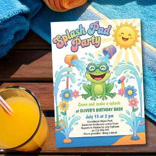 Convite Festa de Aniversário Infantil Parque Aquático Sapo