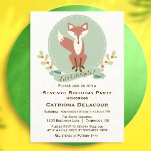 Convite Festa de Aniversário Infantil Raposa Floral Outono