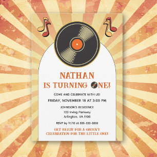 Convite Festa de Aniversário Infantil Retro 1º Festa Groov