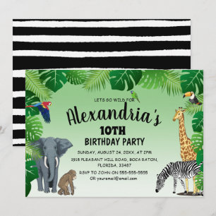 Convite Festa de Aniversário Infantil Safari de Animais da