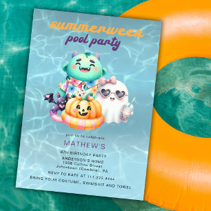 Convite Festa de Aniversário Infantil Summerween Pool Part