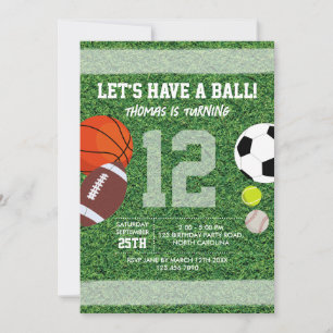 Convite Festa de Aniversário Infantil Tema Bola Atlética E
